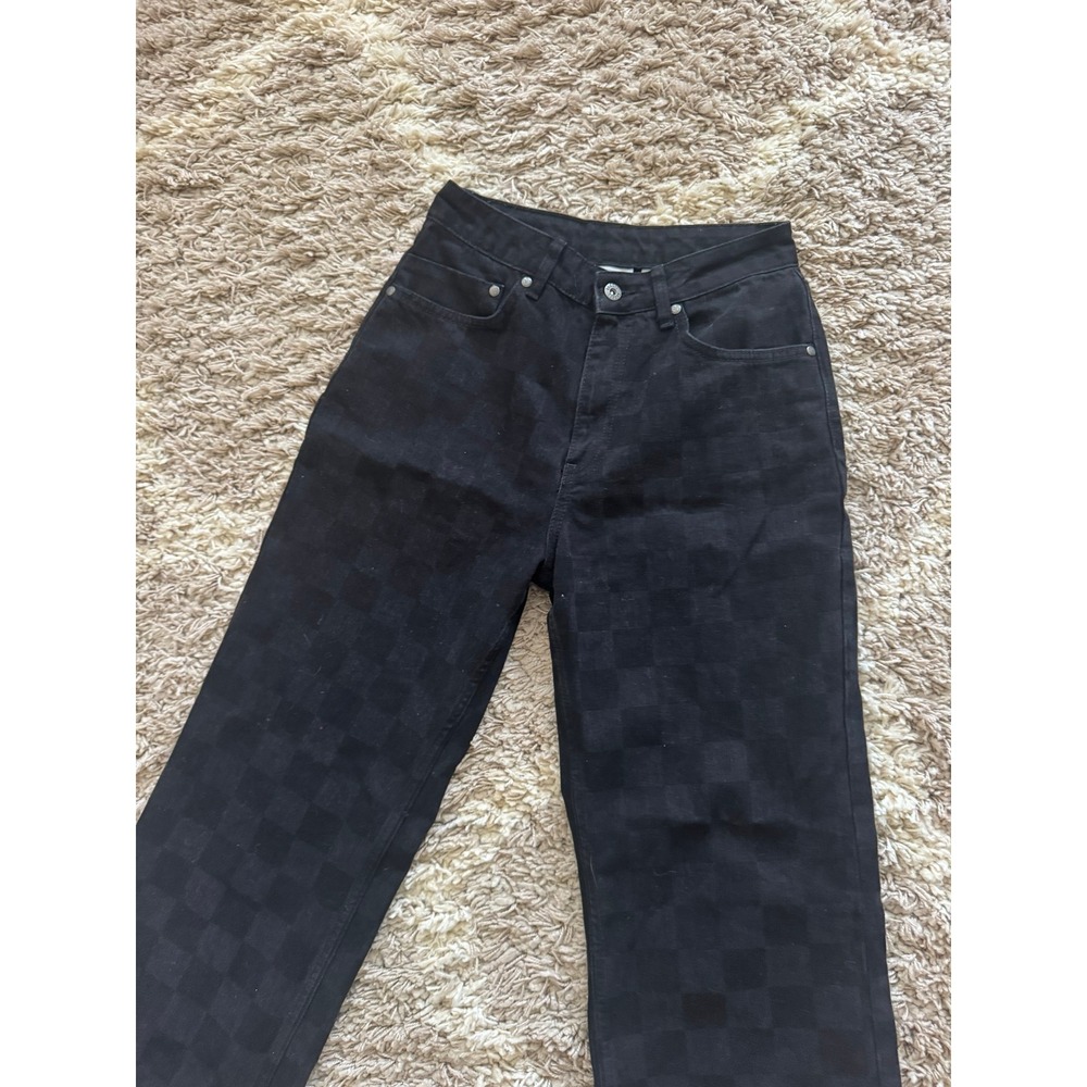 The Ragged Priest Black Checkerboard High Waisted Straight Leg Denim Jeans - Picture 2 of 9